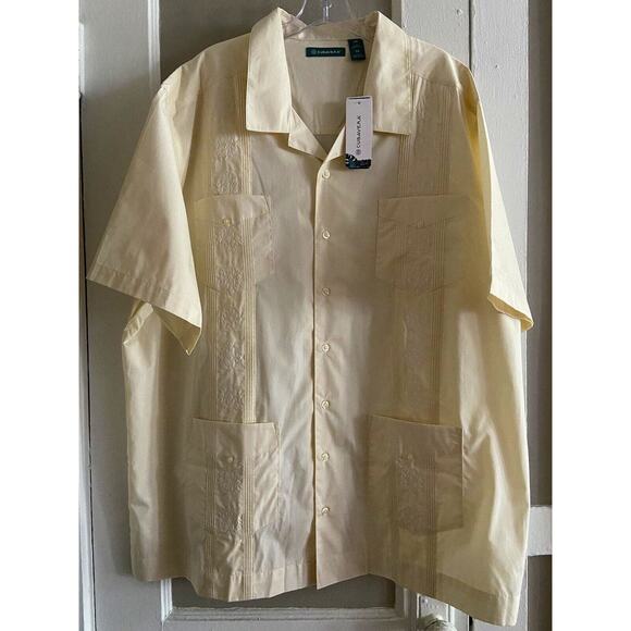 CUBAVERA Embroidered Guayabera Button Down Shirt sz 2X (NWT) | Color: Ivory - Picture 7 of 7